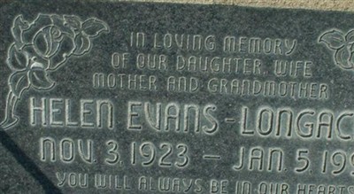 Helen Lorene Evans Longacre on Sysoon