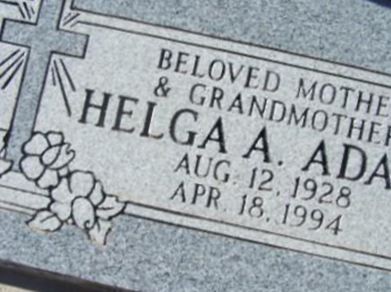 Helga A Adams on Sysoon