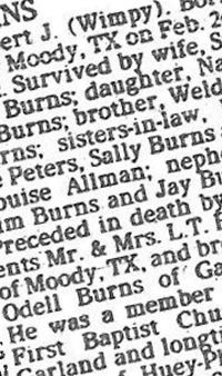 Herbert J "Wimpy" Burns on Sysoon