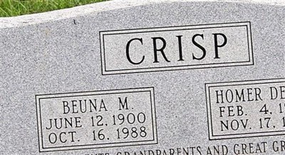 Homer Dewey Crisp on Sysoon