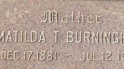 Huldah Matilda Thomas Burningham on Sysoon