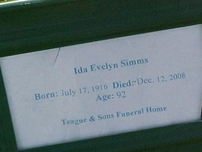Ida Evelyn Simms on Sysoon
