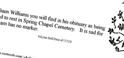 Isham Williams on Sysoon