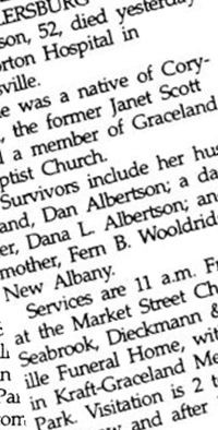 Janet Lynn Scott Albertson on Sysoon