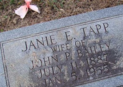 Janie E Tapp Bailey on Sysoon