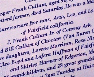Jasper Frank Cullum on Sysoon