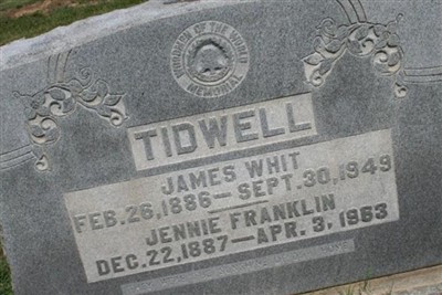 Jennie Franklin Tidwell on Sysoon