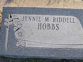 Jennie M Riddell Hobbs on Sysoon