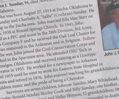 John J. Sunday on Sysoon