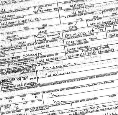 Johnnie Alice Clement Files on Sysoon