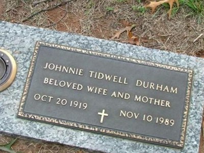 Johnnie Tidwell Durham on Sysoon