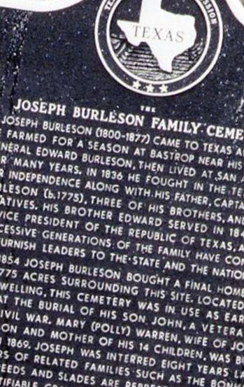 Joseph Burleson Cemetery on Sysoon