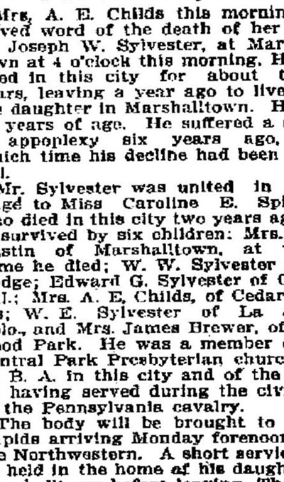 Joseph Wesley Sylvester on Sysoon