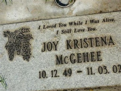 Joy Kristena McGehee on Sysoon