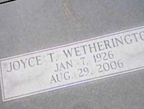 Joyce T. Wetherington on Sysoon
