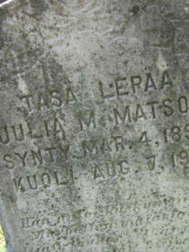 Julia Matson on Sysoon