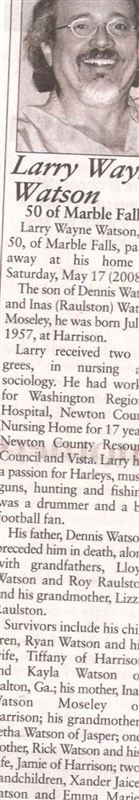 Larry Wayne Watson on Sysoon