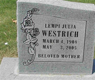 Lempi Julia Lasanen Westrich on Sysoon