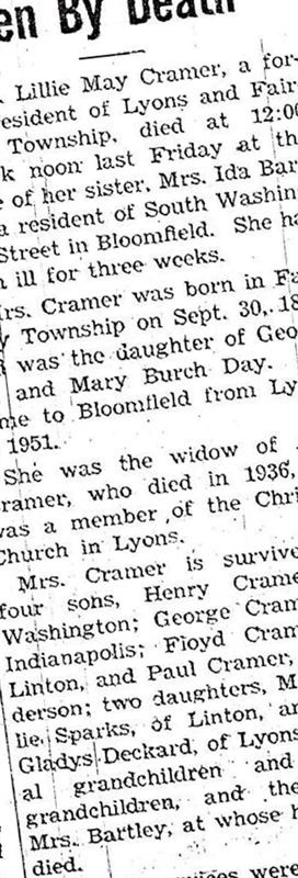 Lillie May Day Cramer on Sysoon