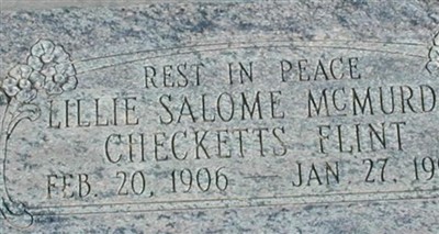 Lillie Salome Mcmurdie Flint on Sysoon
