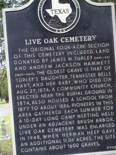 Live Oak Cemetery on Sysoon