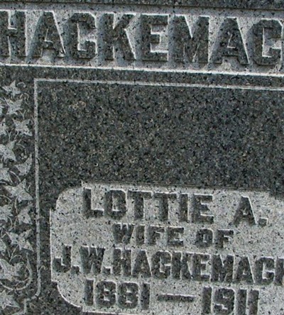 Lottie A Hackemack on Sysoon