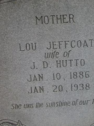 Lou Jeffcoat Hutto on Sysoon