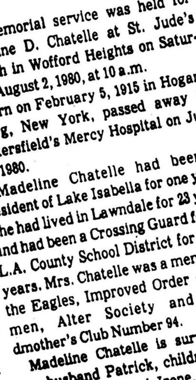 Madeline D Chatelle on Sysoon