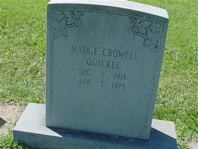 Madge Crowell Quickel on Sysoon