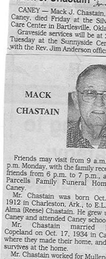 Malcom Jasper "Mack" Chastain on Sysoon