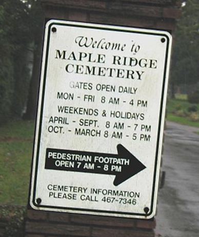 Maple Ridge Cemetery on Sysoon