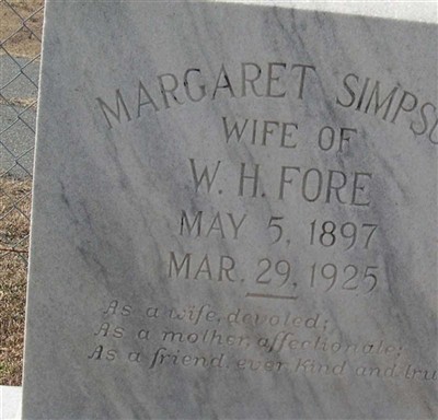 Margaret Simpson Fore on Sysoon