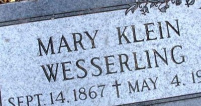 Marie "Mary" PIEPER Klein Wesserling on Sysoon