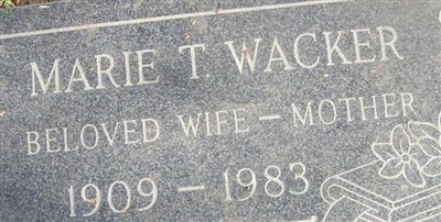 Marie T. Duncan Wacker on Sysoon