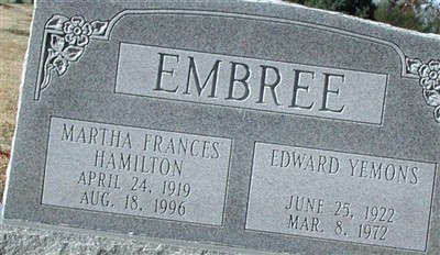 Martha Frances Hamilton Embree on Sysoon