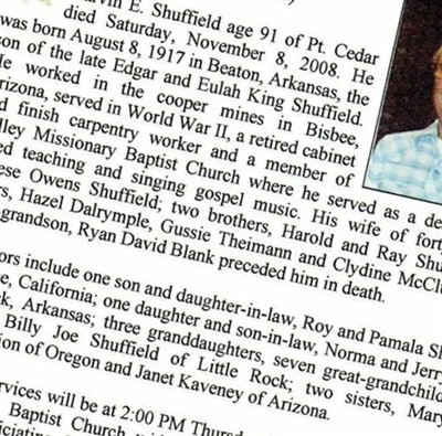 Marvin Eugene Shuffield on Sysoon