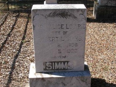 Mary Alice Lowrie Simms on Sysoon