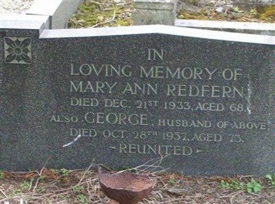Mary Ann Evans Redfern, Find a grave on Sysoon Mary Ann Evans Redfern on Sysoon