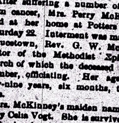 Mary Cecelia Vogt McKinney on Sysoon