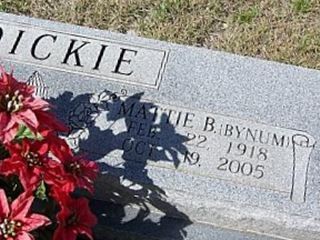 Mattie B Bynum Dickie on Sysoon