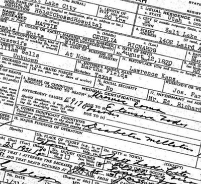 Mattie Cecelia Sells Richards on Sysoon