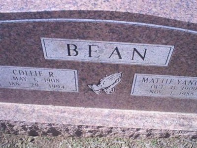 Mattie Yancey Bean on Sysoon