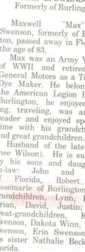 Maxwell E. Swenson on Sysoon