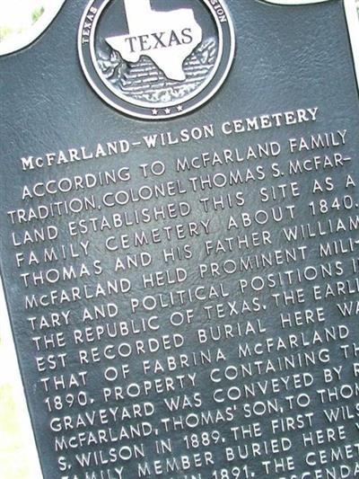 McFarland-Wilson Cemetery on Sysoon