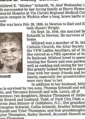 Mildred E. Wright Schmidt on Sysoon