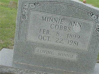Minnie Ann Bush Cobbs on Sysoon