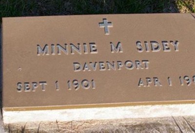 Minnie M Davenport Sidey on Sysoon
