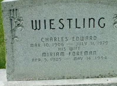Miriam Frances Foreman Wiestling on Sysoon
