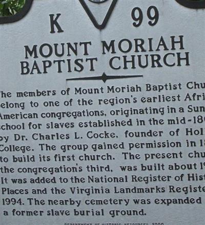 Mount Moriah Baptist Church Cemetery on Sysoon