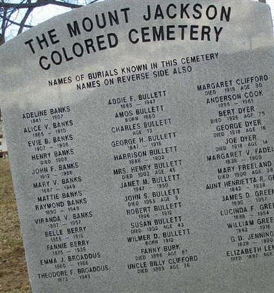 Mount Jackson Colored Cemetery on Sysoon